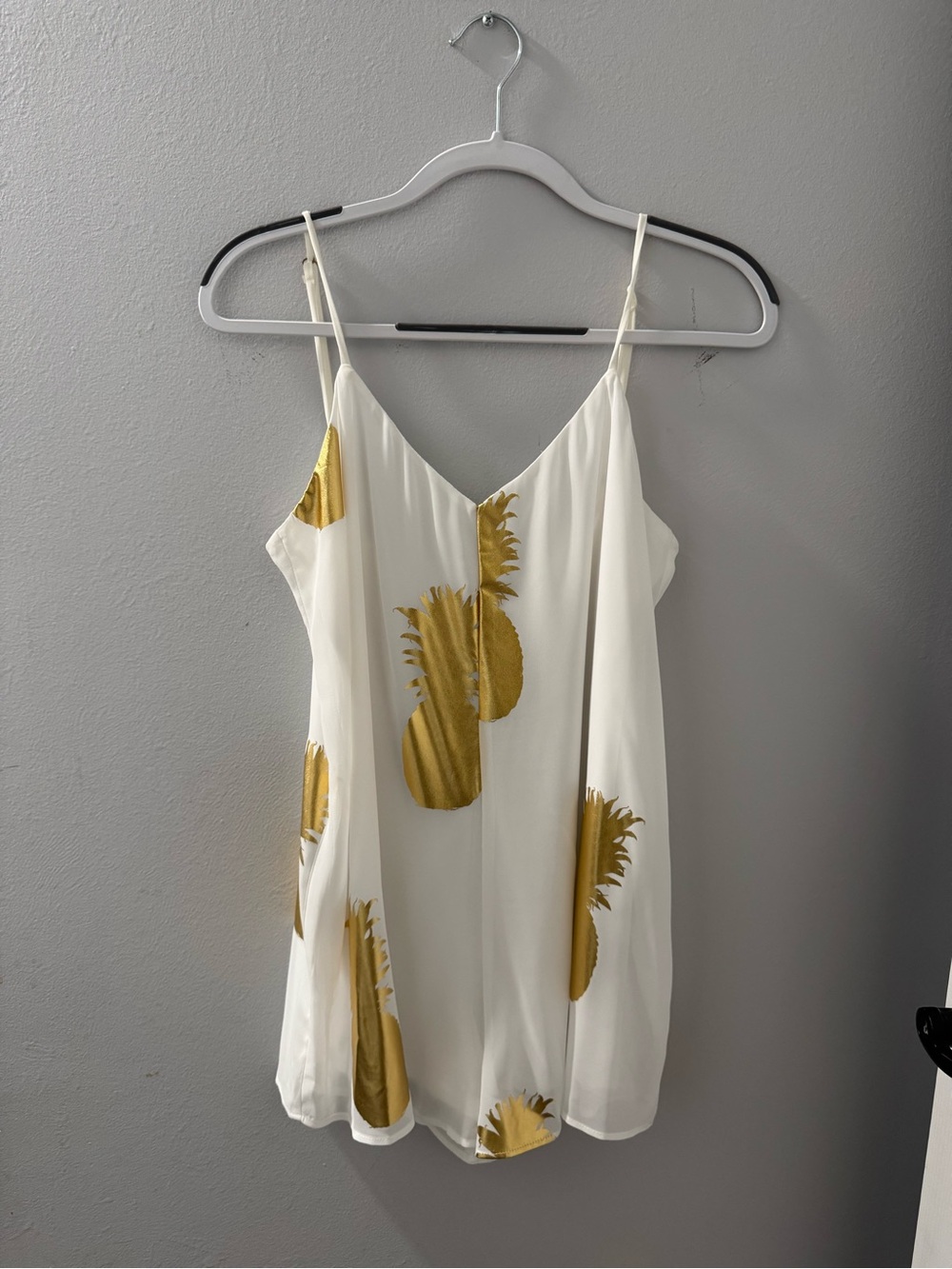 Show Me Your Mumu White Slip Romper with Gold Pineapple Print Size Medium